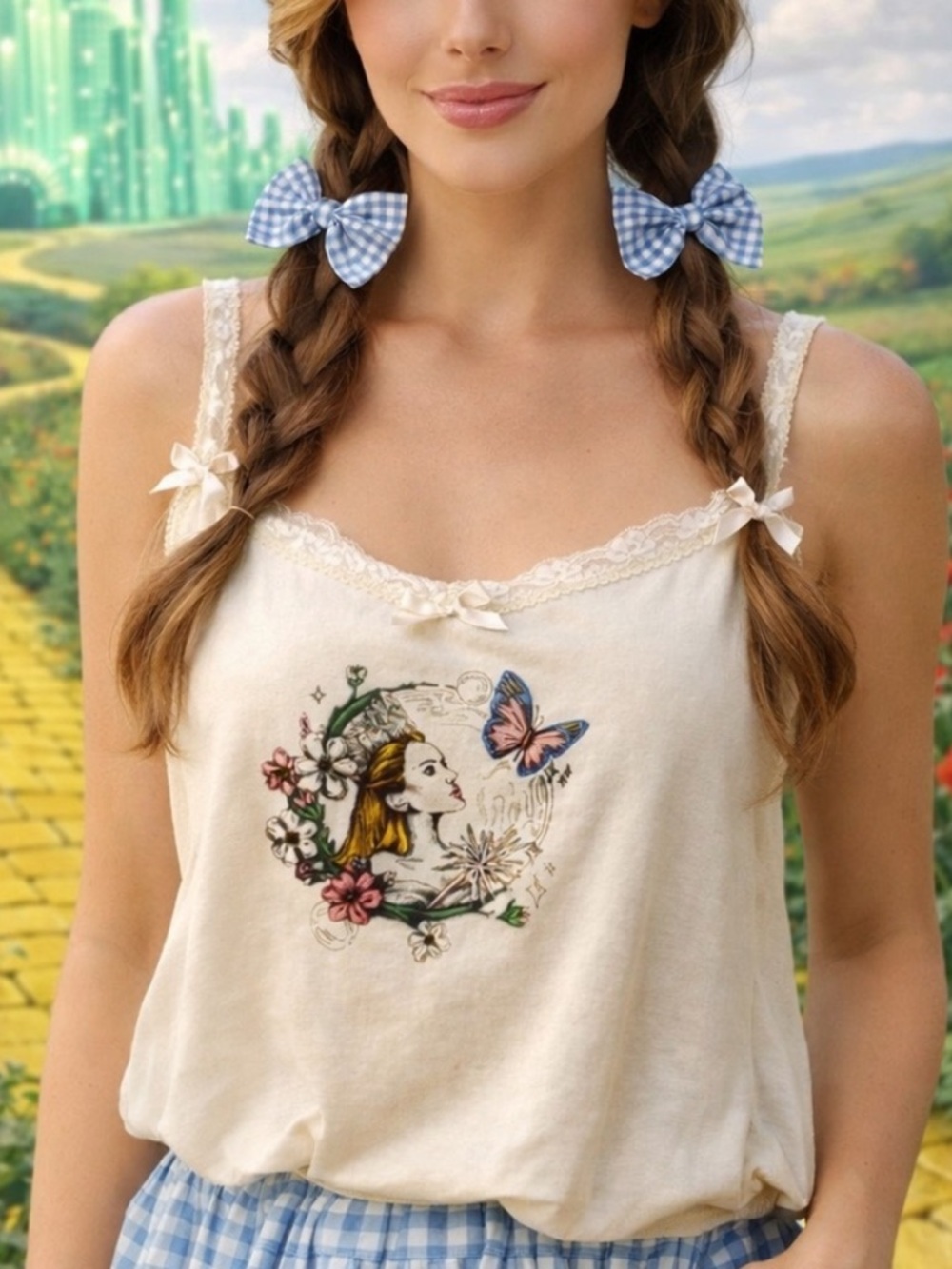 MAD Engine Wicked X Katie Kime Collab Glinda Cream
Graphic Lace-Trim Cami - Picture 4 of 4